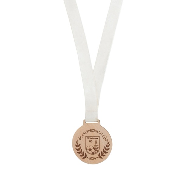 Medaille GUSTER aus Holz mit Baumwollband